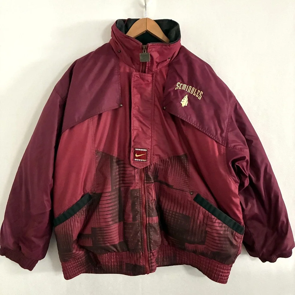 Vtg Nike‎ Florida State University Seminoles Down Puffer Jacket XL Embroidered